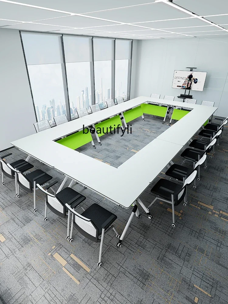 

ss newFolding Training Table Combination Conference Table Office Multi-Function Movable Splicing Long Table