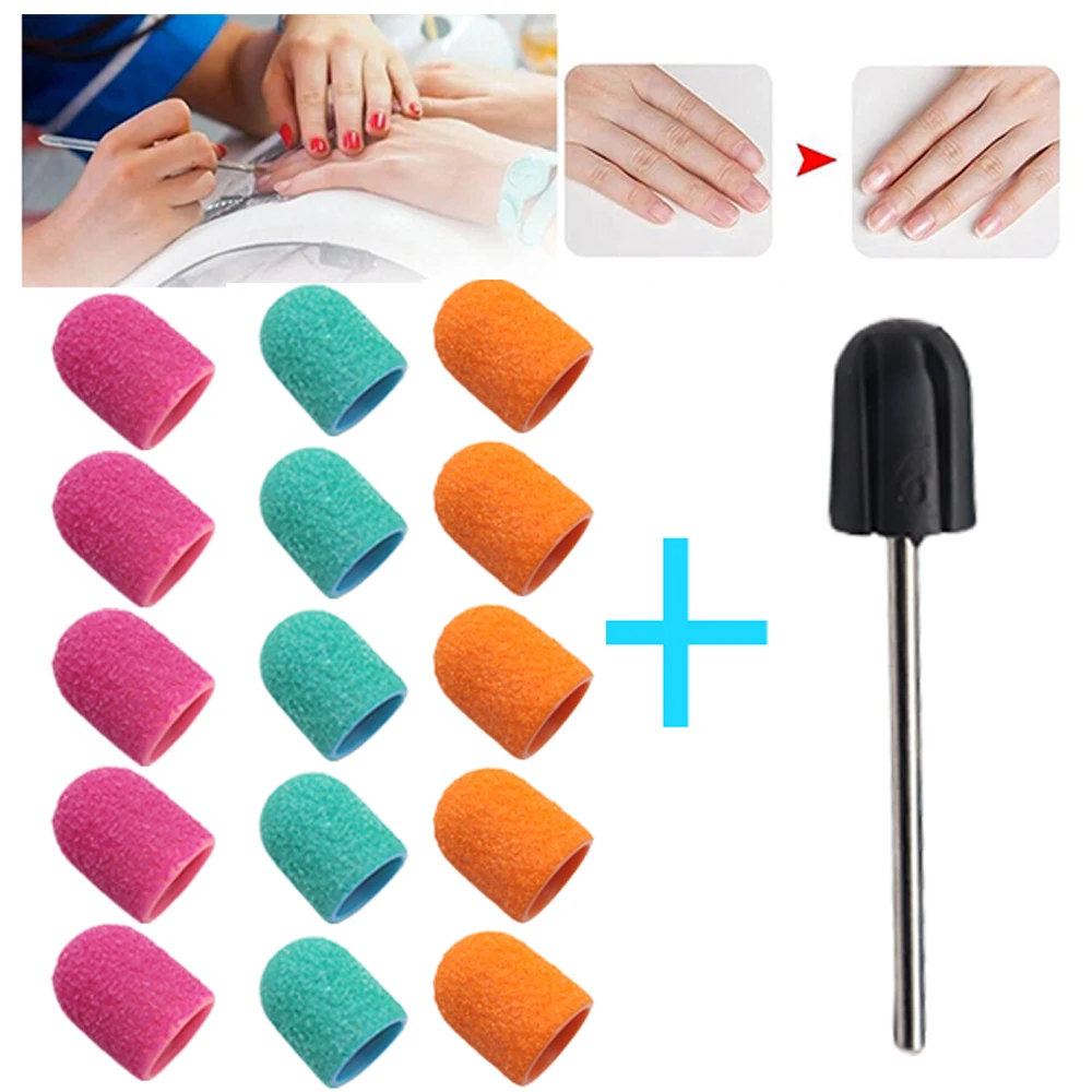 

10 Pcs Nail Sanding Caps with Bit Nail Drill Bits For Foot File Callus Remover, Manicure Pedicure Nail Polisher #80 #120 #180 10