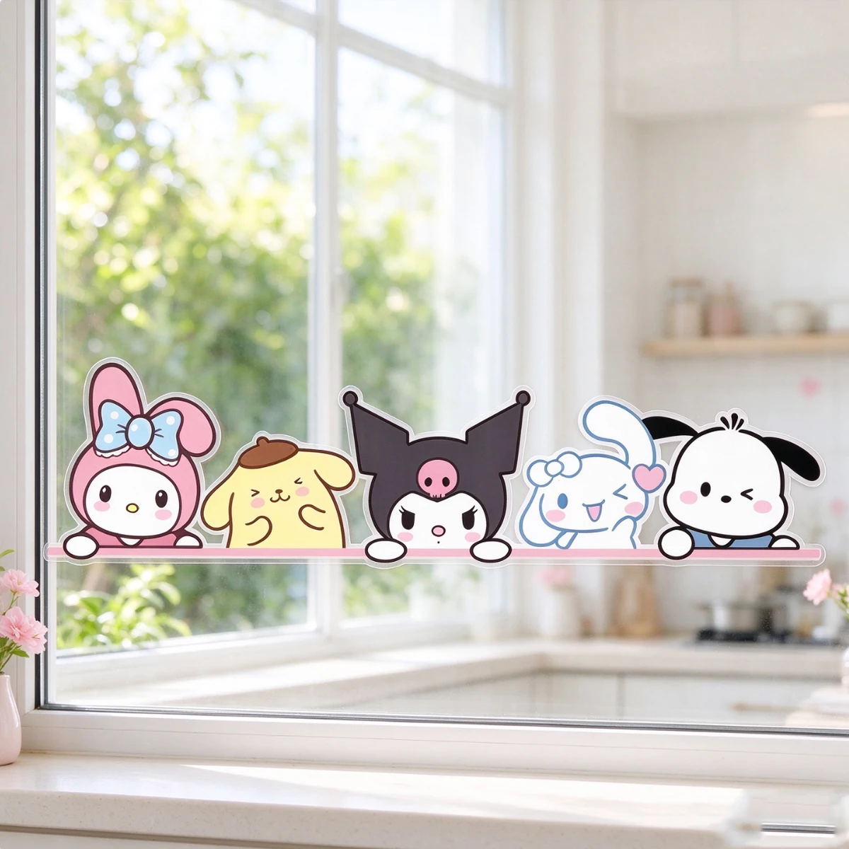 Sanrio Waterproof Removable Stickers: Suitable for Bathroom Mirror Cabinets, Car Doors, and windows; Designed to Cover Scratches