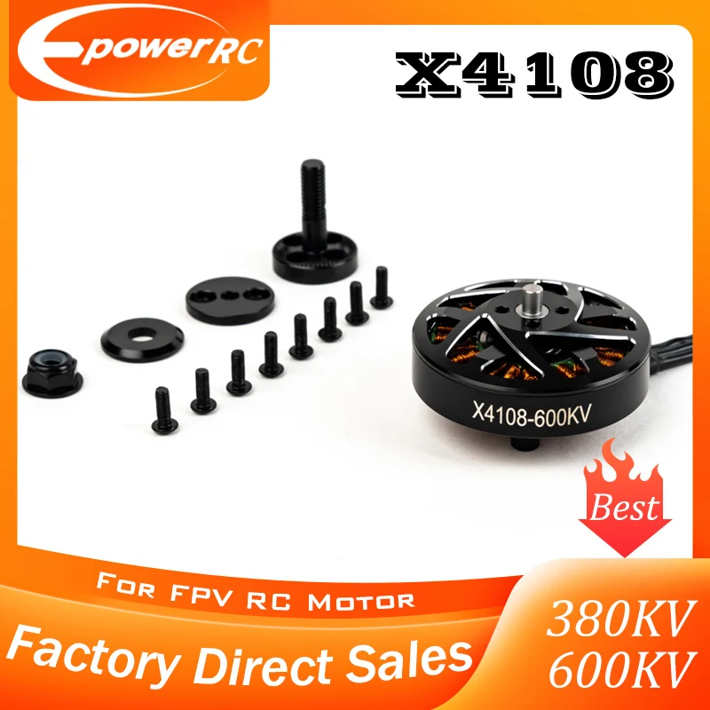 

E-POWERRC X4108 Multi Rotor Helicopter Motor 380KV/600KV Large Torque Low Noise RC Brushless Toy Accessory for Helicopters