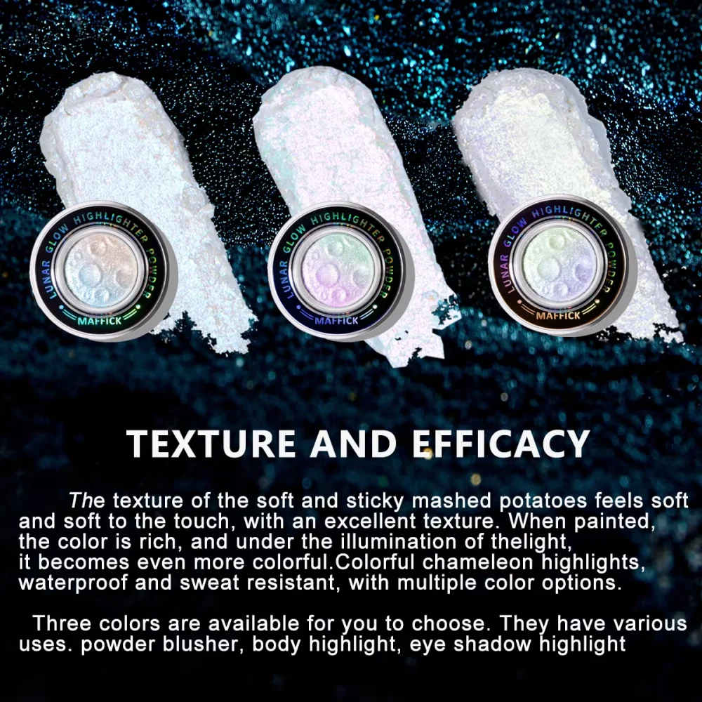 MAFFICK Multicolor Planet Pearl Highlighter, natürlich konturierend, aufhellend, Ihr Ganzkörper in drei Maßen