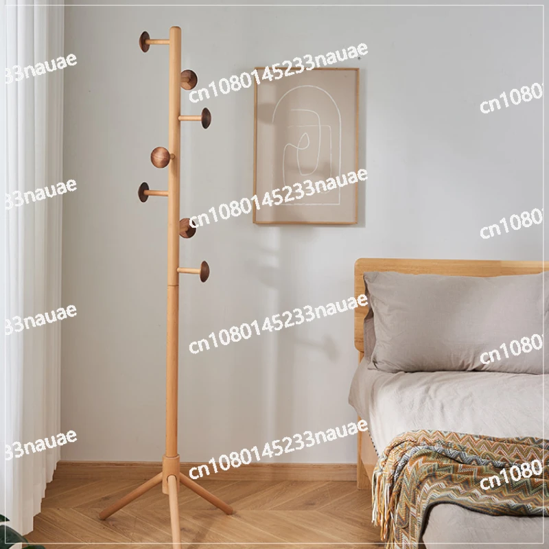 Nordic solid wood floor to ceiling coat rack home bedroom living room net red vertical Japanese style log wind mushroom hanger