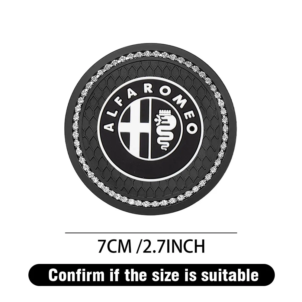 New Non-slip Car Water Cup Pad Diamond Rhinestone Rubber Mat For Alfa Romeo 159 Giulietta Mito 147 156 Stelvio Car Accessories