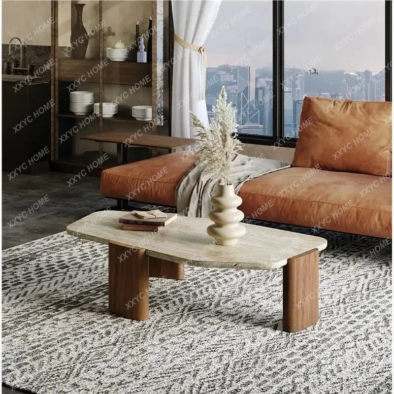 XX LTable Household Stone Wind Tunnel Creative Solid Wood Simple Small Apartment Small Table Coffee Table Modern Special Shape