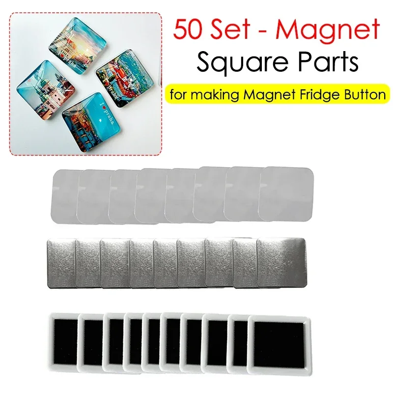 

50Set 50x50mm Square Magnets Refrigerator Badge DIY Making Material for Refrigerator Decoration Square Button Maker Accessories