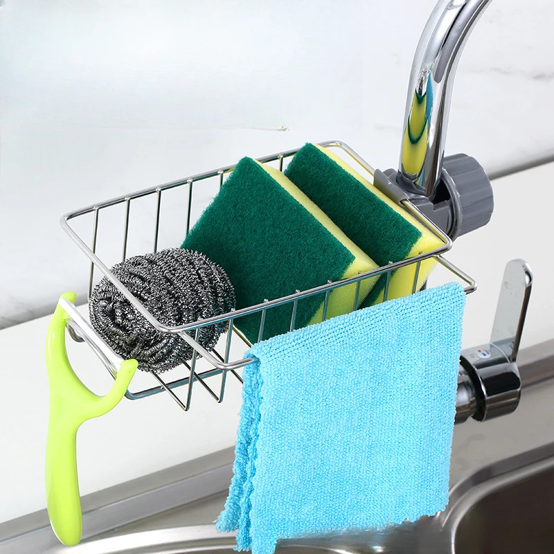

Stainless steel faucet rack, kitchen storage rack, sponge rag rack
