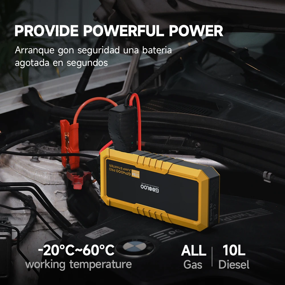 GOOLOO 4000A Start Power Bank 26800mAh Jump Starter Car Booster External Battery 12V Starting Device for Petrol Diesel Powerbank