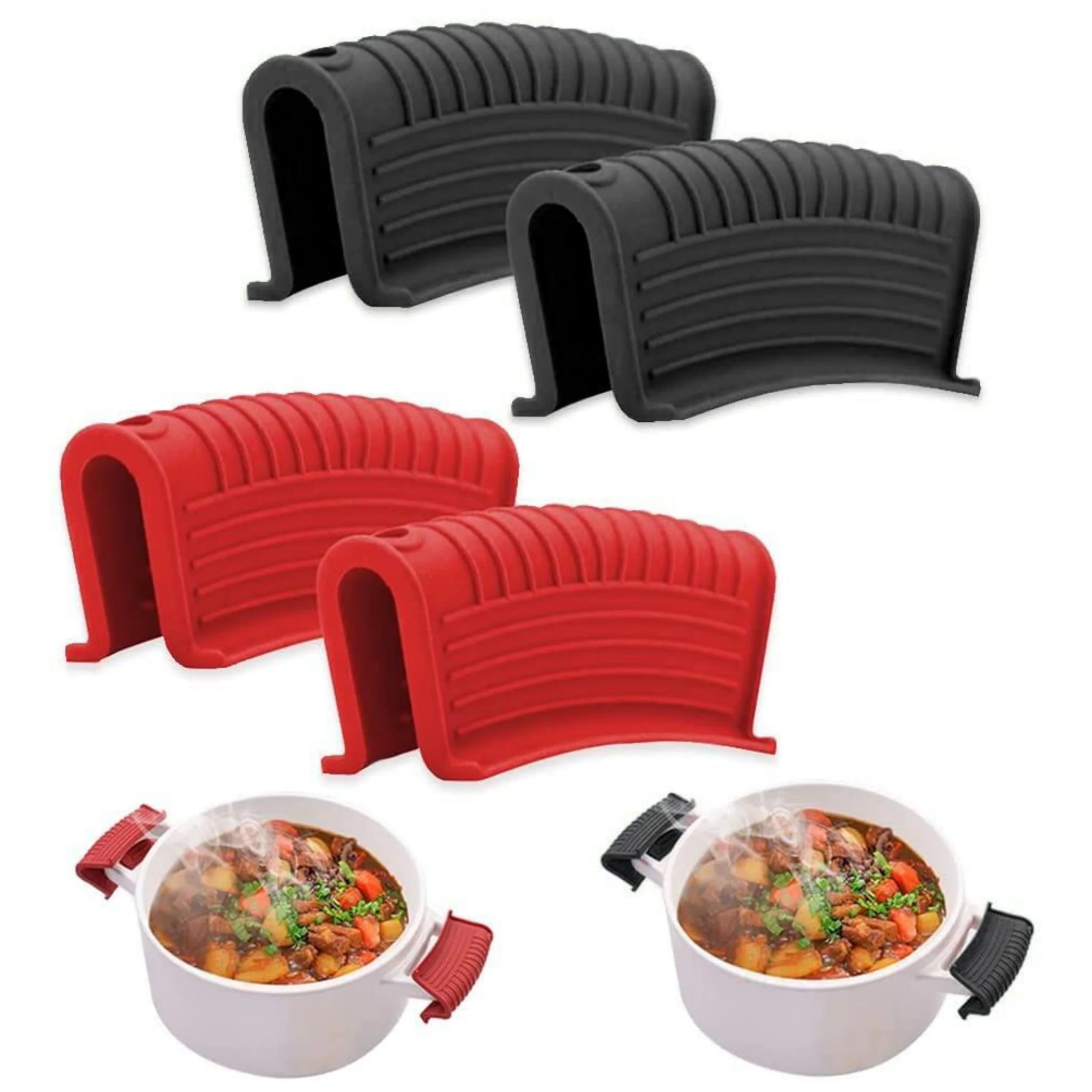 2/4Pcs Silicone Pot Handle Grip Covers Heat Resistant Anti-slip Pot Ear Clip Holder for Kitche Cast Iron Frying Pan Pot Sleeve