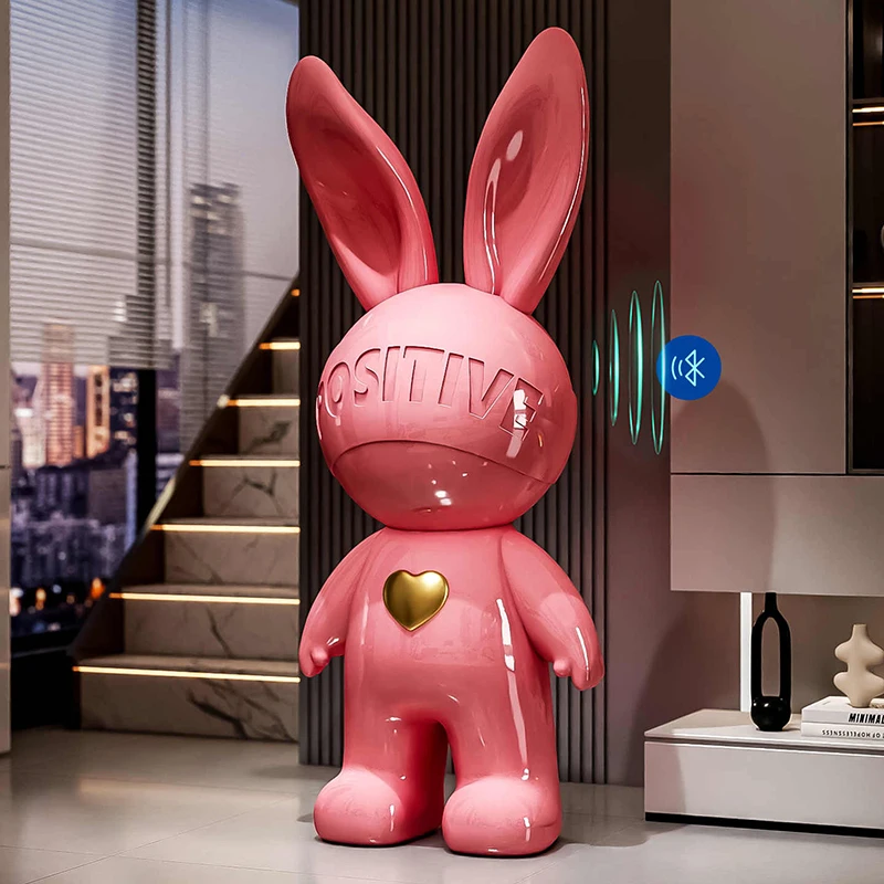 Home Decor Creative Bluetooth Speaker Rabbit Statues Floor Decor Living Room Cartoon Animal Sculptures Piggy Bank Ornaments Gift