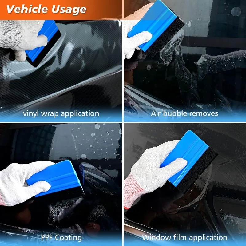 20/100pcs Squeegee -Flexible Plastic Squeegee with Fabric Felt for Vinyl Graphic Decal Installing Car Wrapping Scraper Tool view 6