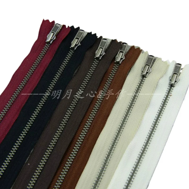 50pcs/Lot Vintage Metal YKK Zipper  3# 20cm 25cm 30cm Close End Off White Red Black Coffee Handbag Wallet Arts Crafts DIY