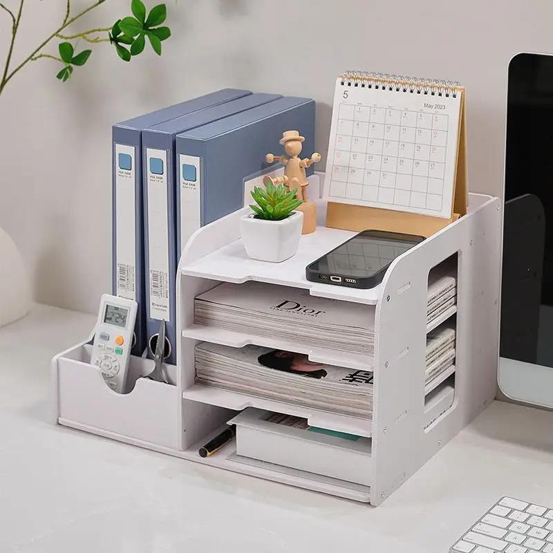 A4 Desktop Storage File Shelf School Book Materials Test Paper Sorting Organizer Of Office Large Capacity Data Storage Box