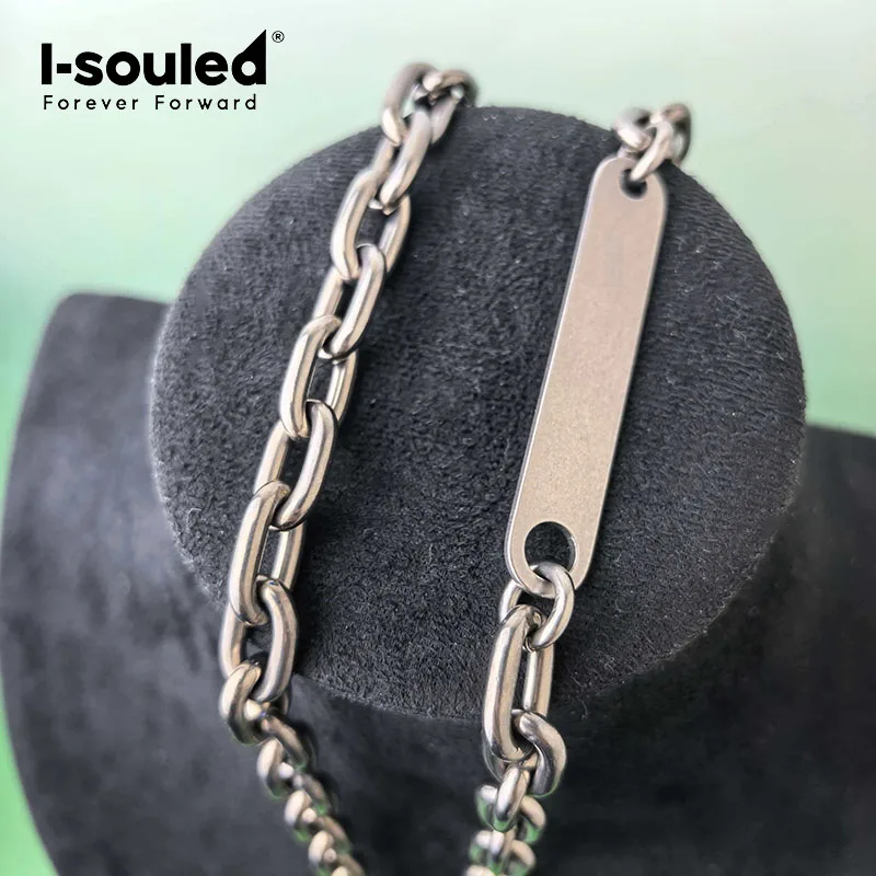 6.8mm/9.5mm pure titanium O-shaped necklace with buckle free block link