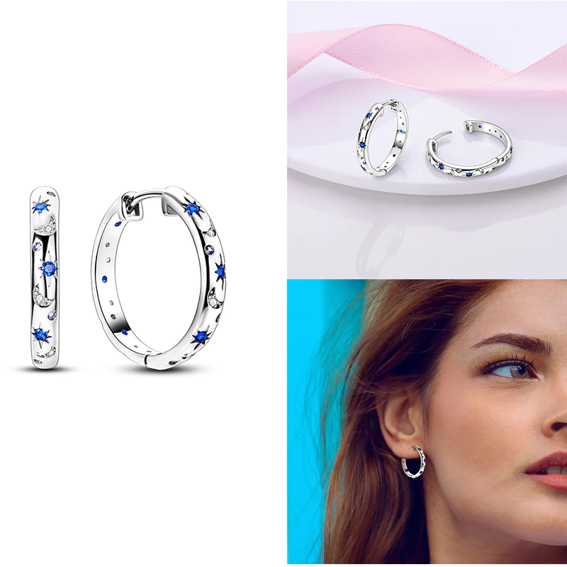 Genuine 925 Sterling Silver Love Feather Earrings Fit Original Charms Hoop For Women Girls Stud Earring Fine Jewelry Gifts