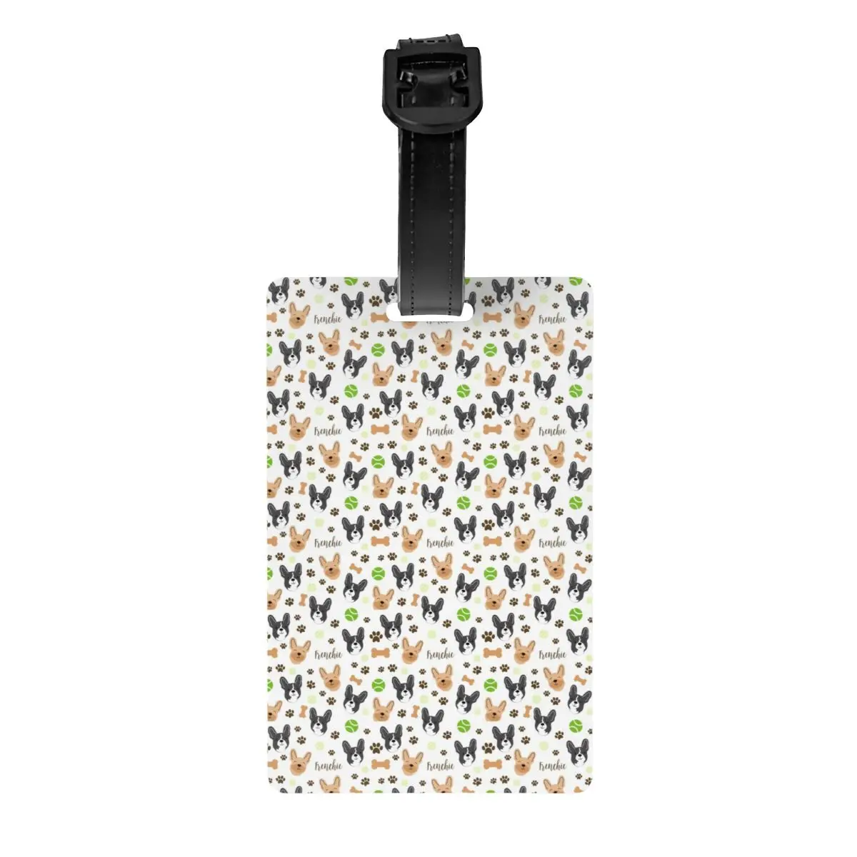 Custom French Bulldog Paw And Bone Print Luggage Tag Custom Frenchies Dog Baggage Tags Privacy Cover ID Label