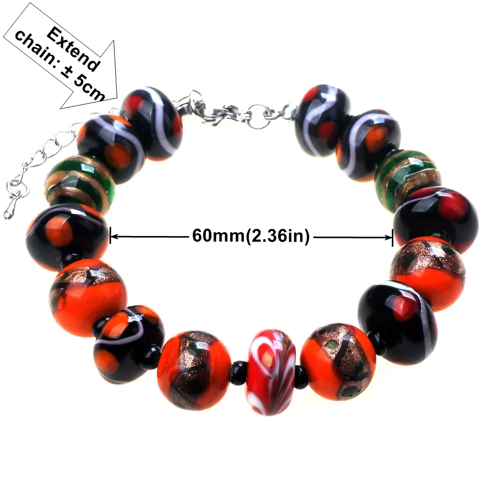 Only Sell 1set!! Good Quality!! Porcelain white/orange!!! Pure Handmade Retro Lampwork Glass Beads For Crafts Charm Bracelets!