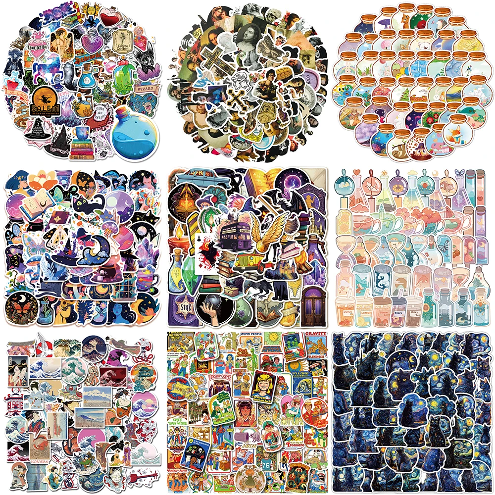 10/30/50PCS Retro Painting Pattern Stickers Series Creative Graffiti Laptop Luggage Suitcase Guitar Phone Decoration Wholesale