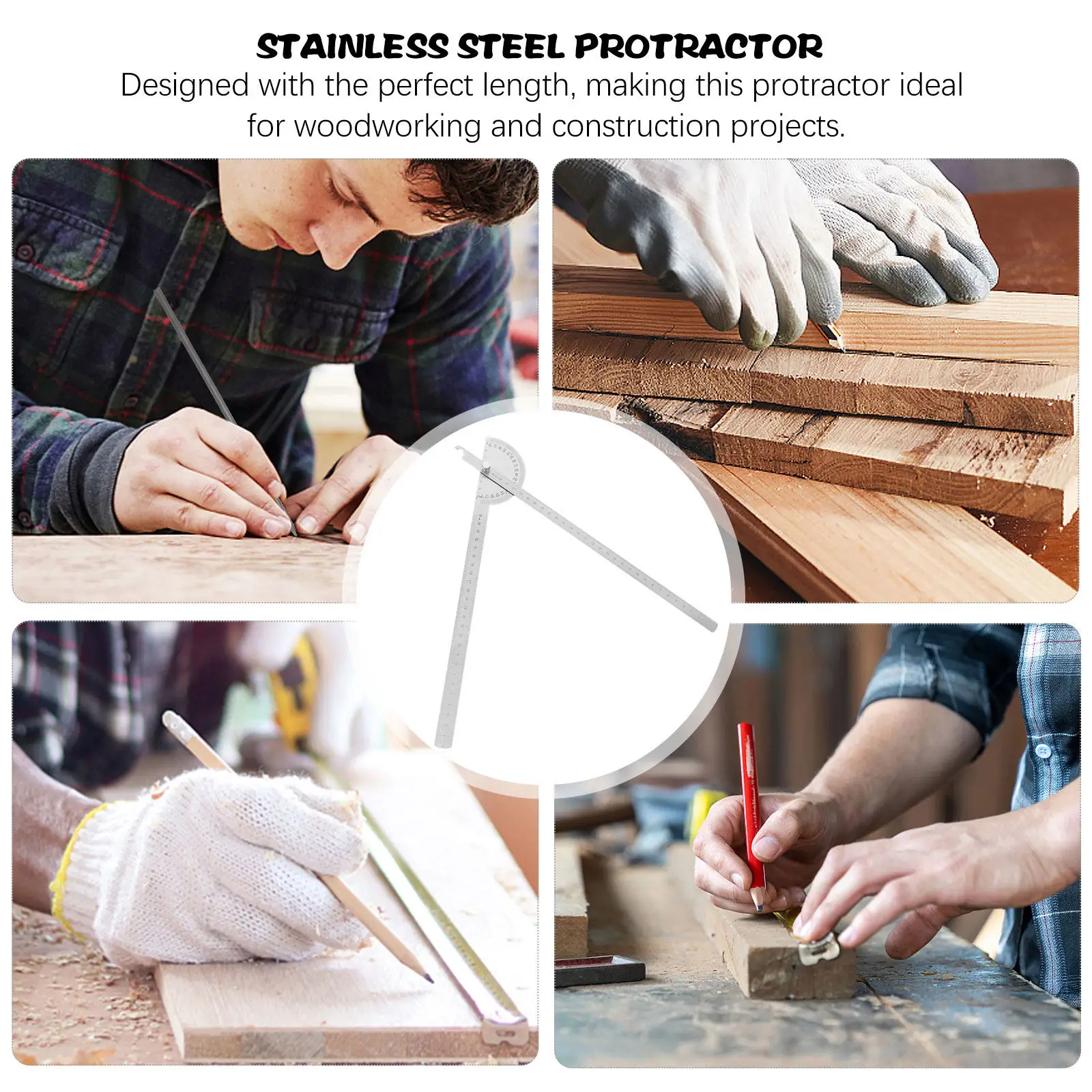 Angle Ruler Stainless Steel For Woodworking Builder Tools Gauge Protractor Measuring Instrument Device