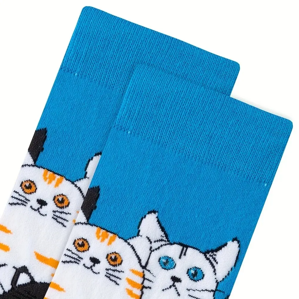 1 Pair Fashion Unisex Socks Cartoon Animal Plants Print Cute Middle Tube Socks Suit In All Seasons For Daily