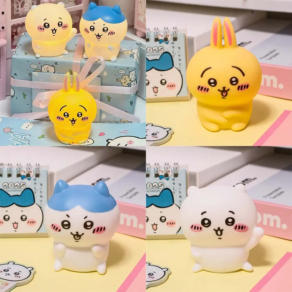 Niedliche Chikawa Kawaii Schlafzimmer Schreibtisch-Dekoration Hachiware Usagi Cartoon Vinyl-Puppe Nachtlicht Leuchtendes Spielzeug Überraschungsgeschenke