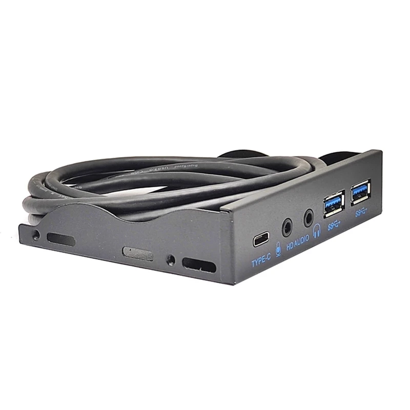 USB Front Panel For PC USB3.2 Gen2 10Gbps Type C + 19Pin 2Port USB3.0 Hub + HD Audio 3.5Mm Earphone MIC Replacement