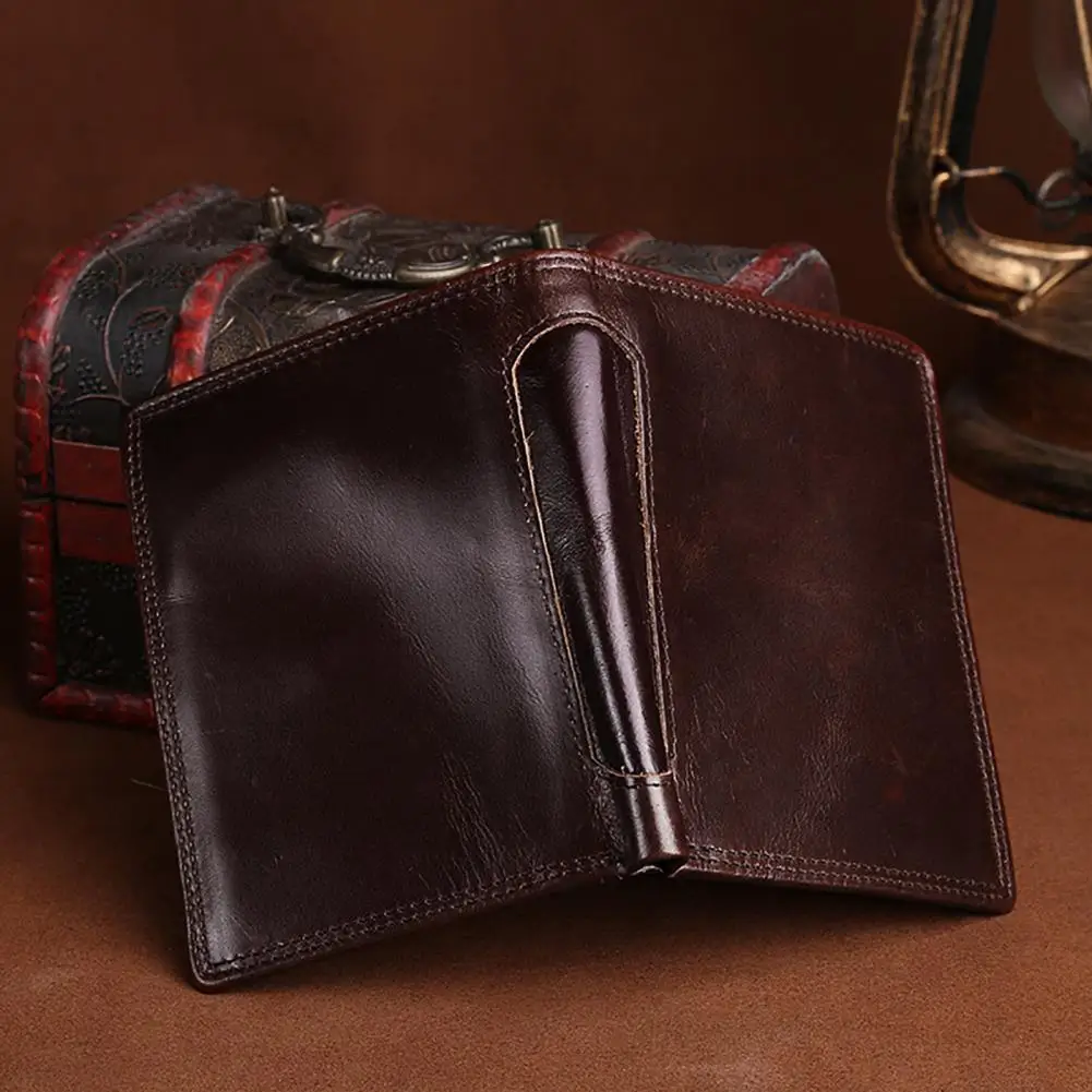 Vintage Men Short Faux Leather Wallet Large Capacity Bi-fold Zipper Pocket Cash Coin Card Holder Business Front Pocket Wallet