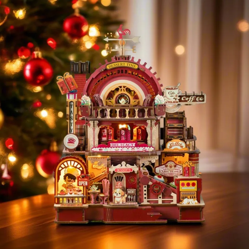 لتقوم بها بنفسك الإبداعية الحلوى أتيليه ثلاثية الأبعاد خشبية كازا منزل التماثيل مجموعات مصغرة مكتب منزلي الديكور للكبار الهدايا اليدوية #1