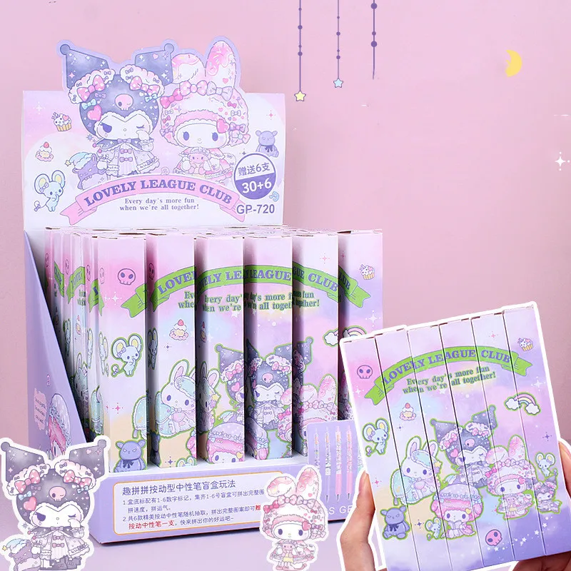 sanrio kawaii animal press gel pen tinta preta bonito canetas neutras brinde promocional escritorio material escolar 05 mm 36 pcs por lote 01