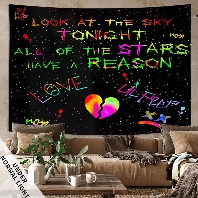 VIKAMA Lil Peep Stars Love Urban Street Art Tapestry Wall Hanging for Bedroom Living Room Dorm Room Aesthetic Decor