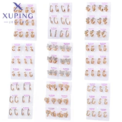 Xuping Jewelry Fashion Round Shape Gold Color 6 Pairs 1 Pack Earring for Women Girl Christmas Gift