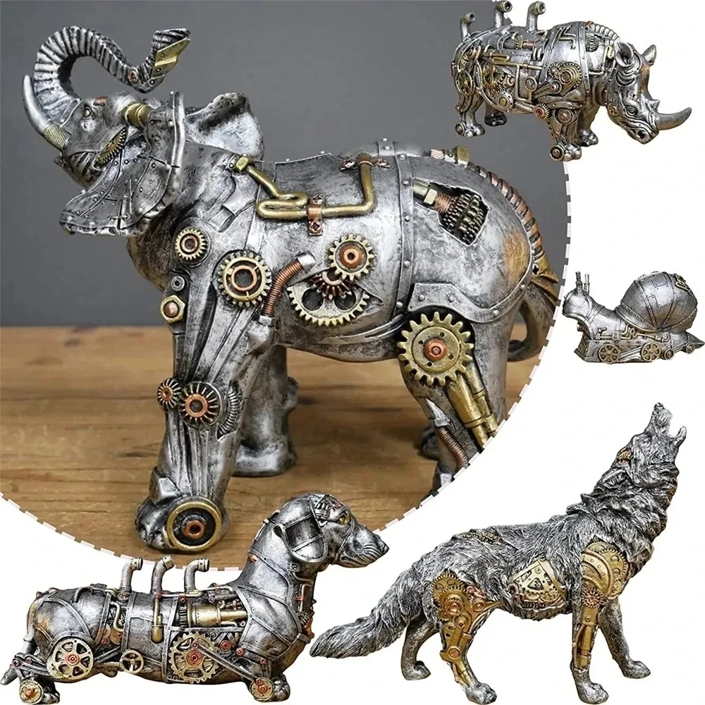 Steampunks Style Animal Sculpture Mechanical Animal Ornament Decoration Heavy Industry Decoration Resin Mechanical Decoration