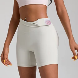 Solid Color Women Fitness Sports Short High Waist Yoga Short Leg Cycling Comprehensive Training Jog Squat Proof Internal Pocket