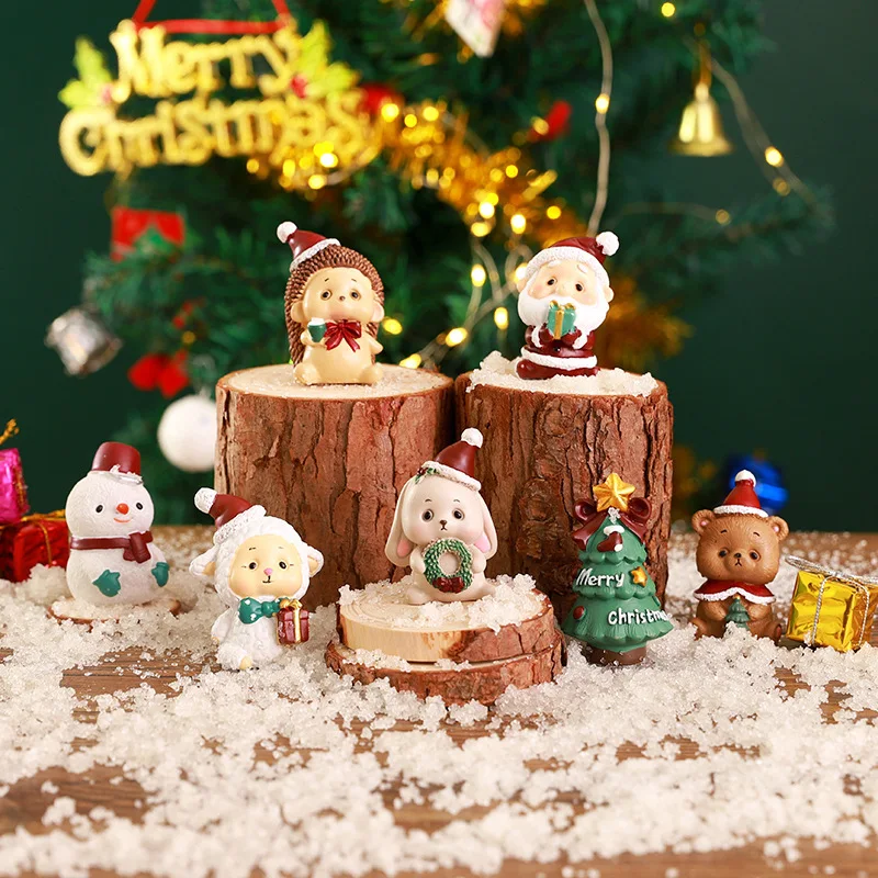 Christmas Ornaments Micro Landscapes Cute Cartoons Santa Claus Christmas Trees  Animal Decorations Blind Boxes Gifts Ornament ﻿