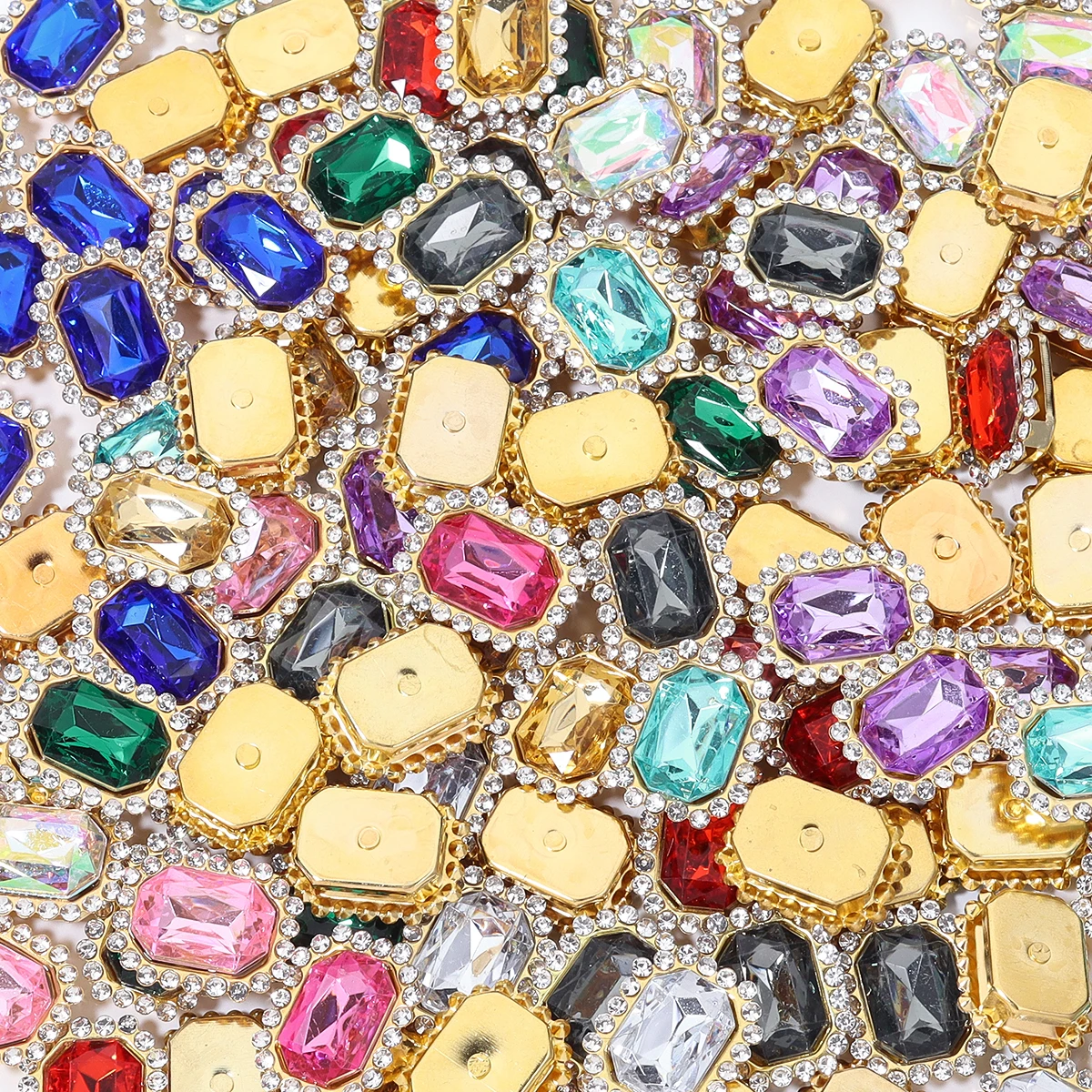 20 teile/beutel bunte Nähen auf Steinen rechteckigen Acryl Strass mit goldenen Knopf Hochzeits kleid Schmuck machen Accessoires – Detail 5