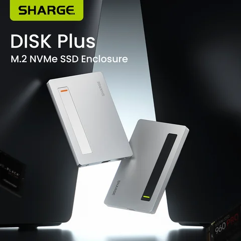 SHARGE Disk Plus SSD 인클로저 M.2 2280 NVMe 10Gbps USB C 3.2 Gen2 알루미늄 MacBook, iPhone 16 Steam Deck용 최대 4TB 지원