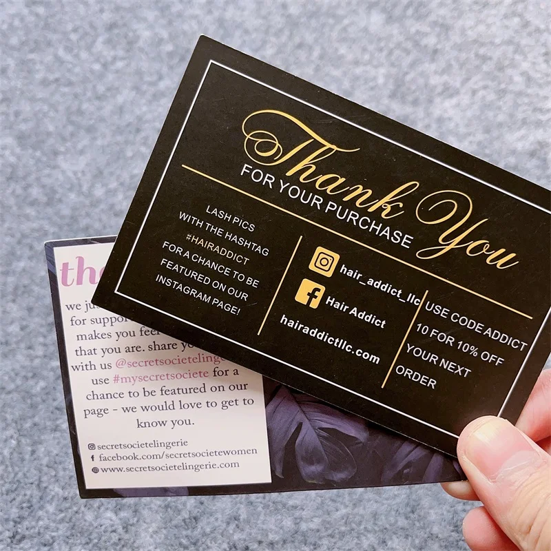 Customized product、Hot Sale Customized Logo Printed Eco Paper Online Order Gold Foil Thank You Card For Supporting Small