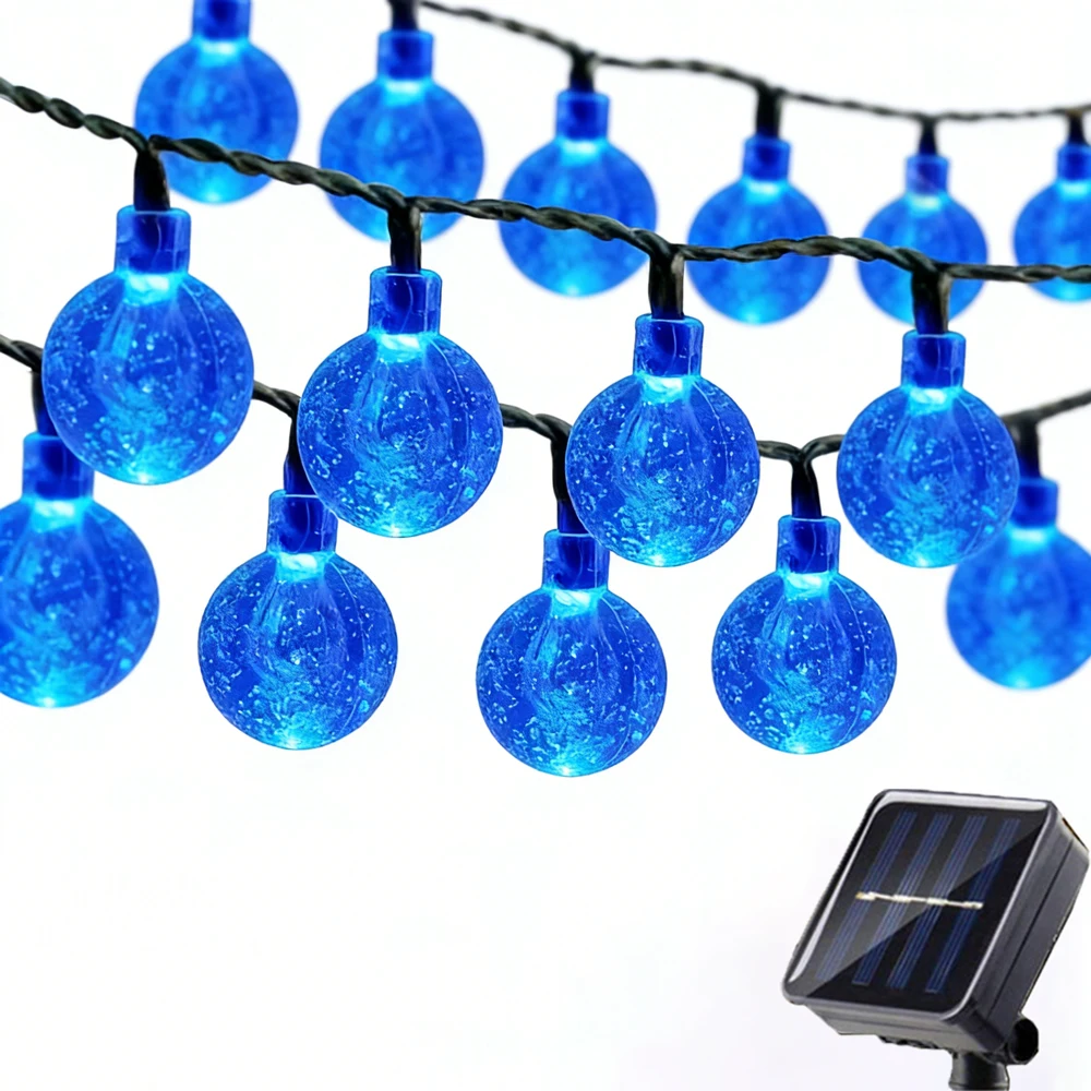 LED Solar String Lights Outdoor Waterproof Crystal Globe Solar Powered Patio Light for Garden Wedding Party Christmas Decor