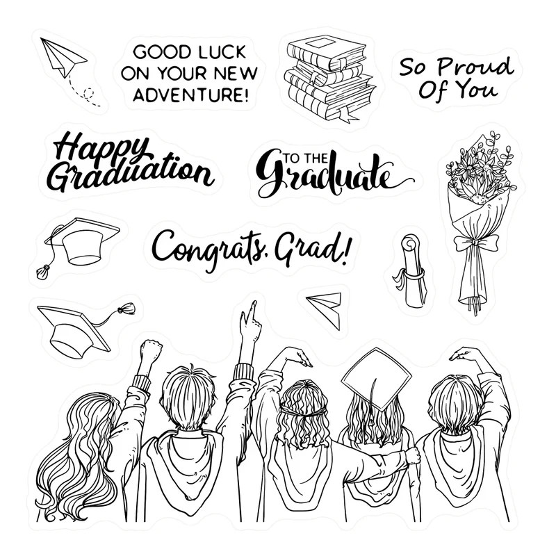 Graduation Celebration Cutting Dies Clear Stamp Boys And Girl Scrapbooking DIY Metal Dies Stamps Card  Stencil Decor