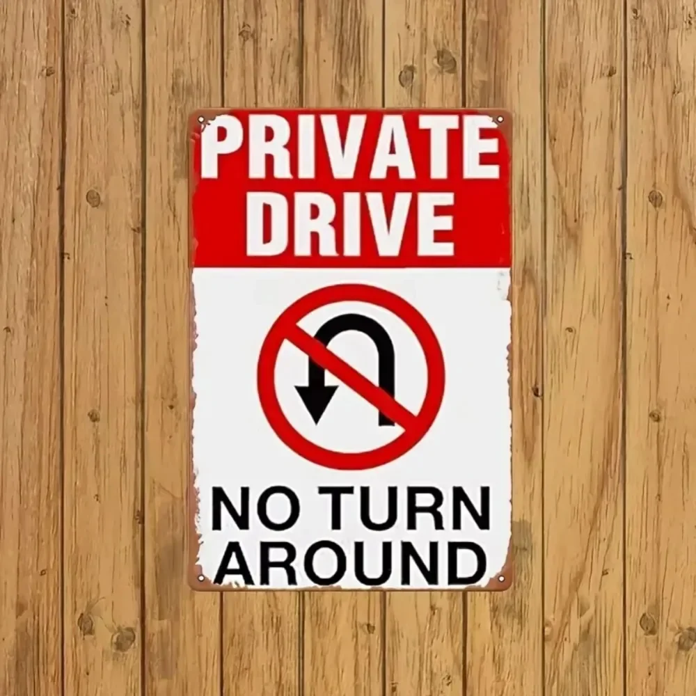 DrivewayNoUTurn ™   "الممر الخاص" الخالدة: لا يوجد علامة معدنية على شكل حرف U" مع موضوع مصمم بشكل خبير،