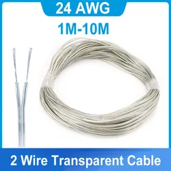 1M-10M 24AWG 2 Wire Transparent Cable 2A Copper Electrical Wire Parallel DC Power Flat Line for LED Light Strip