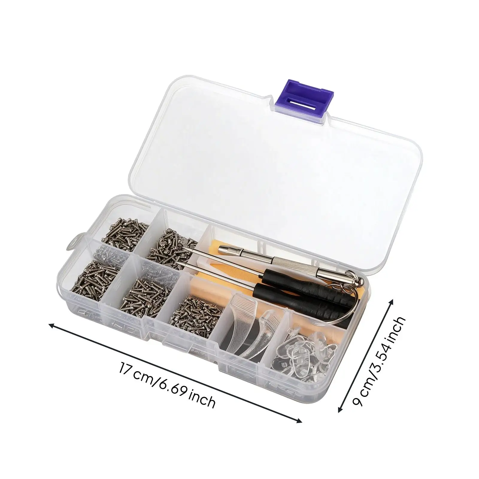 Eyeglass Hinge Screw Kit Stainless Steel 500 Piece Assorted Fasteners with Repair Tools and Organizer Case for Glasses