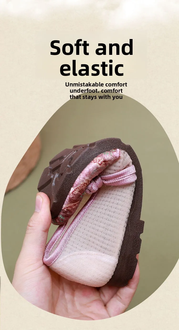 Damen-Slipper mit Blumenstickerei, flache Schuhe aus Mesh, chinesischer Stil, dekorativer Knoten, atmungsaktiv, leicht, rutschfest, Mutter-Slipper. – Detail 7