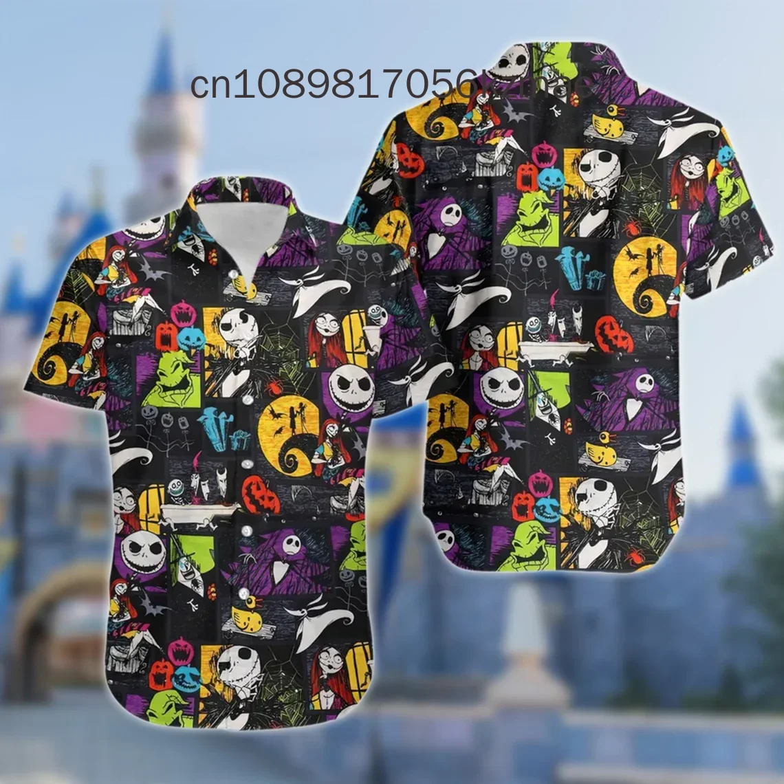 

2024 New Disneyland Halloween Hawaii Shirt New Fashion Short Sleeve Shirts Men Women Casual Beach Shirts Disney Hawaiian Shirts