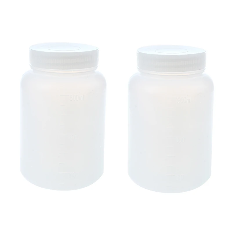 2X Laboratory Chemical Storage Case White Plastic Widemouth Bottle 500ML Retail