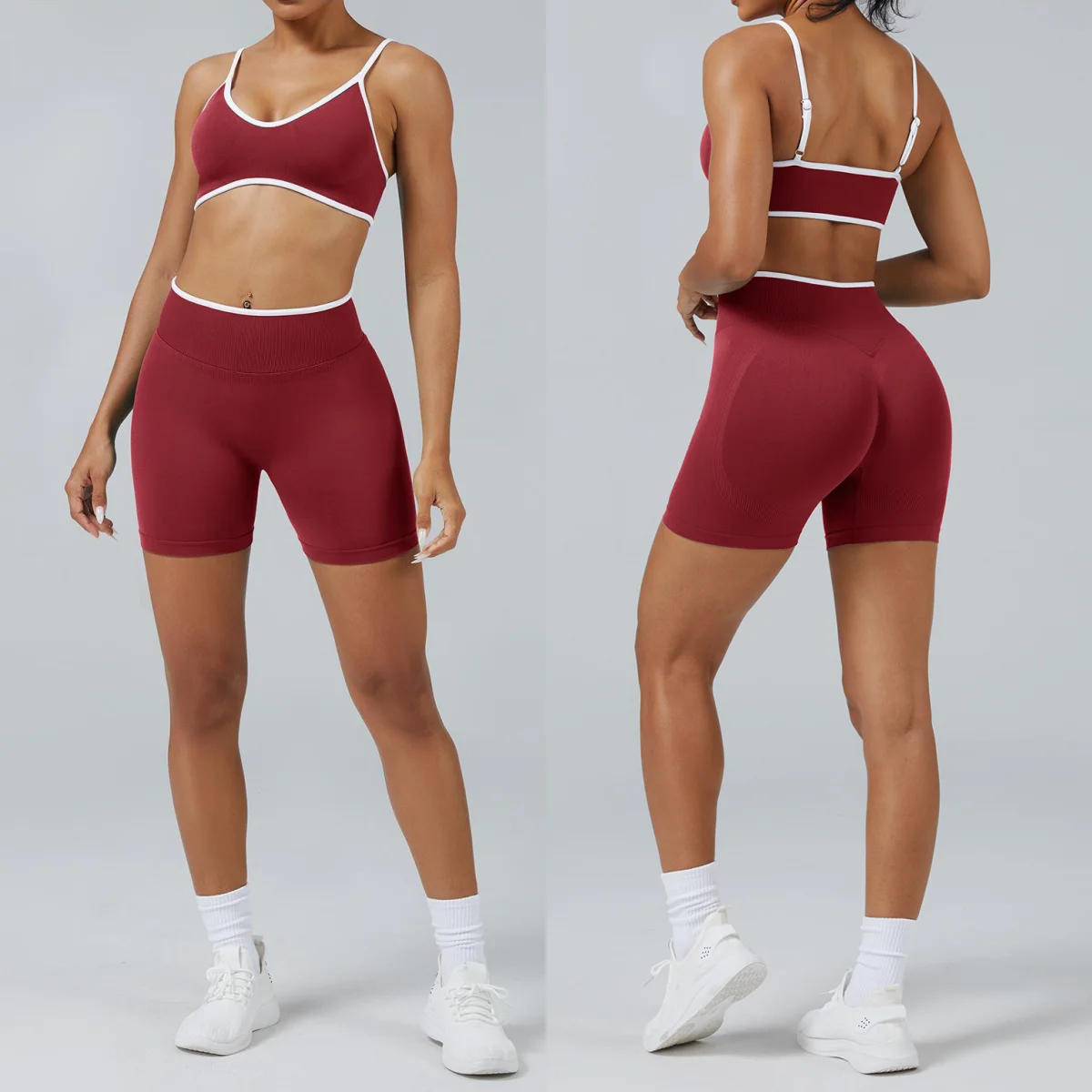 

Sports Yoga Set for Women Contrasting Color Gym Set Quick-drying Running Fitness Workout Clothes Tight Outer Wear Sportswear