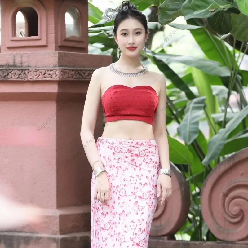 

Набор сарогов в тайском стиле Dai Tube Top | Женский костюм этнического фестиваля для похудения | Наряд для путешествий