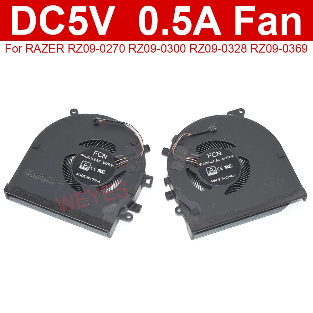 For RAZER RZ09-0270 RZ09-0300 RZ09-0328 RZ09-0369 5V 0.5A 4Pins New Notebook CPU Fan GPU Cooling DFS5K121142621 DFS501105PR0T