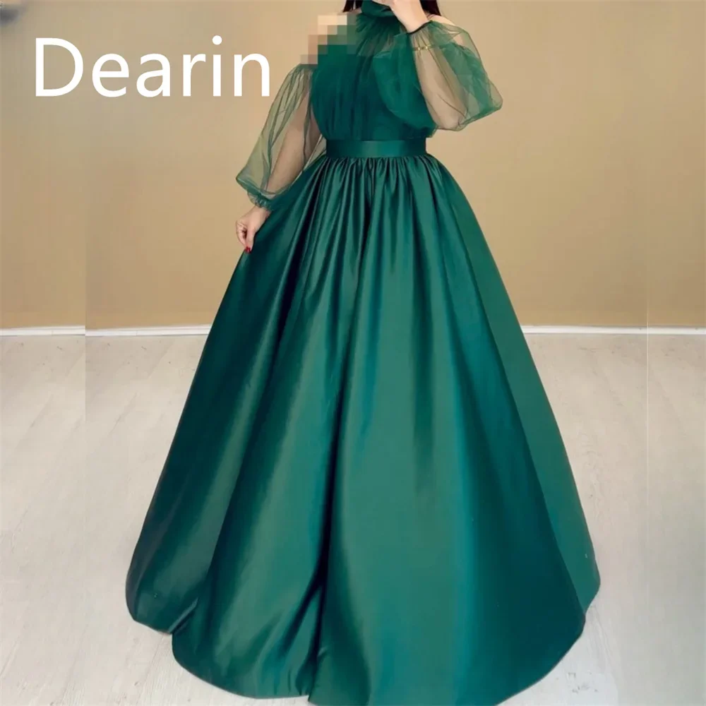 

Customized Saudi Arabia Dearin Halter A-line Floor Length Skirts Tulle Bespoke Occasion Dresses Formal Gown Prom Evening Dress