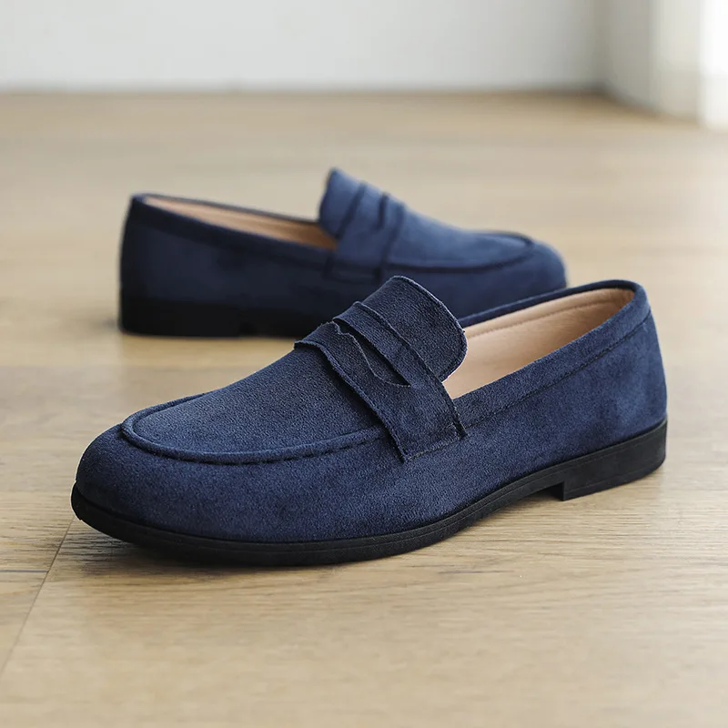 

Men Professional Hairstylist Shoes Thick Bottom Increasing Slip on Loafers Comfortable Soft Sole Non Slip Casual Leather Shoes