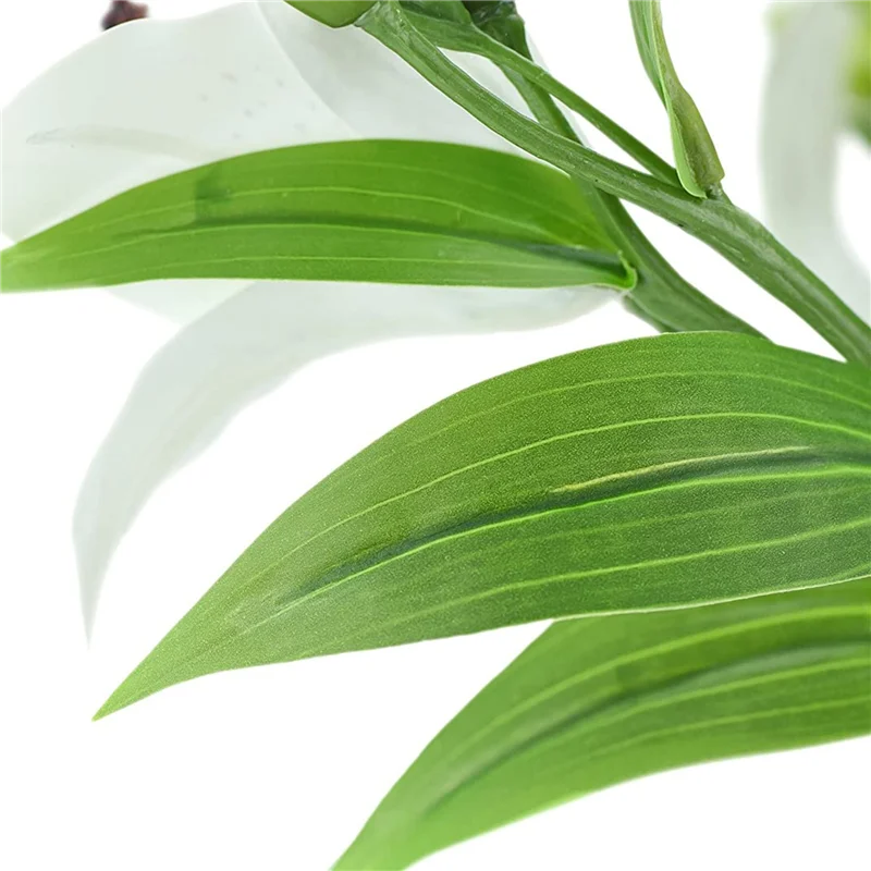 A24P 10 قطعة زهور الزنبق الاصطناعية الاتصال الحقيقي باقة الزنبق وهمية الزهور الاصطناعية للمنزل الزفاف الأزهار ديكور الأبيض